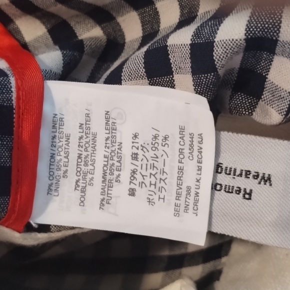 J. CREW Gingham Plaid Cropped Moto Jacket Blazer Blue-White‎ - Picture 8 of 9